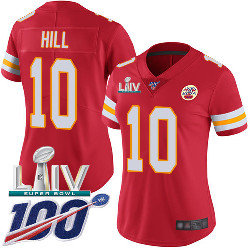 Kansas City Chiefs Nike #10 Tyreek Hill Red Super Bowl LIV 2020 Team Color Women Stitched NFL 100th Season Vapor Untouchable Limited Jersey